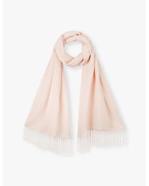 The White Company The Company Fringe-Embellished Modal And Wool Scarf - Pink