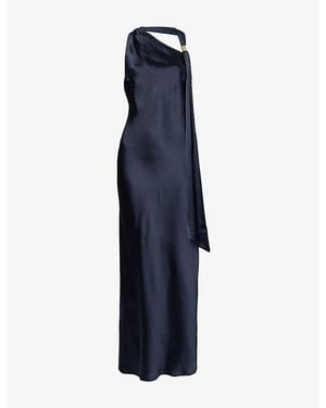 4th & Reckless Evani Halterneck Satin Maxi Dress - Blue