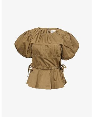 Damson Madder Hadley Puff-Sleeve Cotton Blouse - Natural