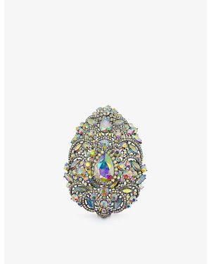 JENNIFER GIBSON JEWELLERY Pre-Loved-Tone Metal And Crystal Pear-Drop Brooch - White