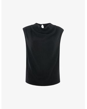 Whistles Cowl-Neck Sleeveless Woven Top - Black