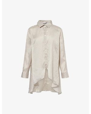 Palmer//Harding Rhythm Stripe-Print Silk-Blend Shirt - White