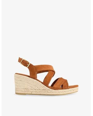 LK Bennett Mariana Multi-Strap Suede Wedges - Brown