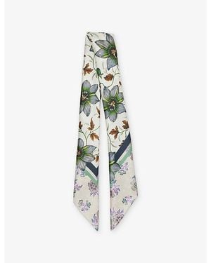 Weekend by Maxmara Floral-Print Silk Scarf - Metallic