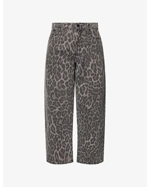 GOOD AMERICAN Good Standard Barrel-Leg Denim Jeans - Grey