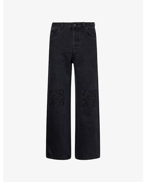Loewe Anagram-Embroidered Denim Jeans - Blue