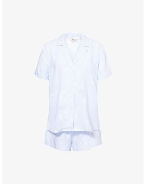 Eberjey Nautico Stripe Woven Shortie Pyjama Set - White