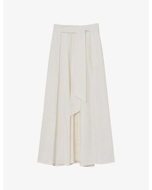 Reiss Simone Tie-Waist Stretch Cotton-Blend Maxi Skirt - White