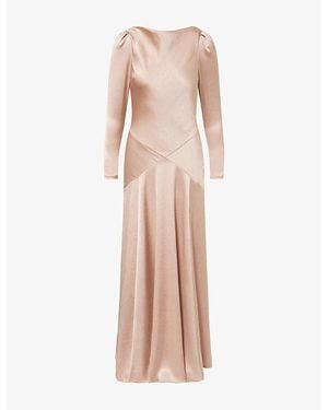 Needle & Thread Evangeline Cowl-Neck Satin Gown - Pink
