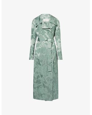 【DRIES VAN NOTEN】Belted floral-print trench coat コート Floral cotton trench coat in blue - Dries Van Noten | Mytheresa