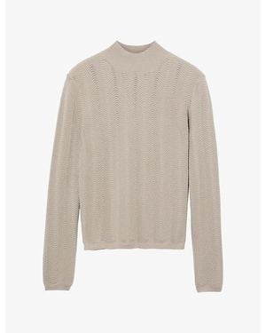 Reiss Saskia Textured-Knit Stretch Wool-Blend Top - White