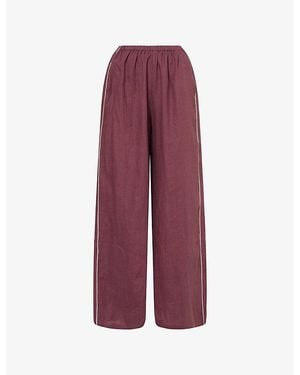 Second Summer La Mar Wide-Leg Linen Pants - Purple