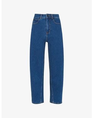 Whistles Barrel High-Rise Straight-Leg Jeans - Blue