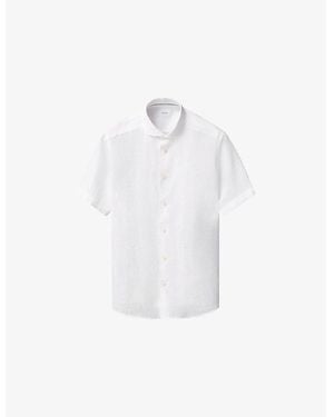 Eton Short-Sleeved Spread-Collar Linen Shirt - White