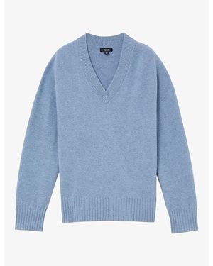 Reiss Alberz V-Neck Wool And Cashmere Sweater - Blue