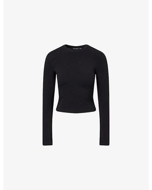 GOOD AMERICAN Long-Sleeve Super Stretch-Cotton Top - Black