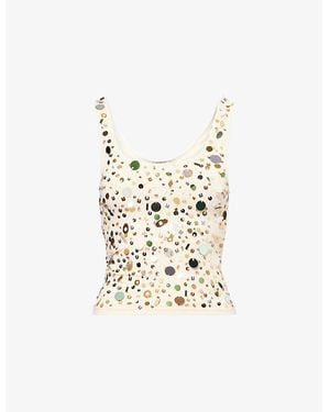 Jaded London Sequin Ribbed Stretch-Woven Vest - Metallic