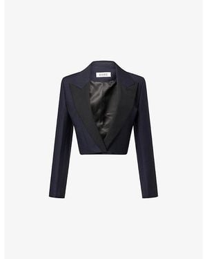 RÓHE Frames Cropped Peak-Lapel Wool Blazer - Black