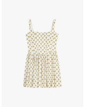 Maje Floral-Print Flared Lyocell-Blend Mini Dress - Metallic