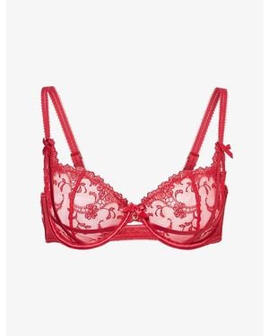 Lounge Underwear Valentina Balcony Lace Bra - Red