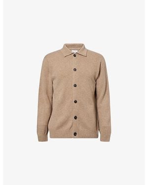 Sunspel Collar Knitted Lambswool Cardigan - Natural