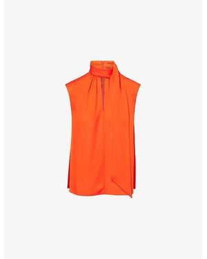 ME+EM Sleeveless Tie Silk Top - Orange