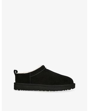 UGG Classic Micro Sheepskin-Lined Suede Ankle Boots - Black