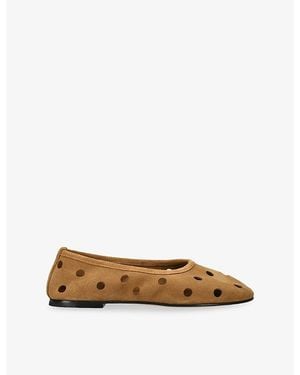 Dear Frances Balla Suede Ballet Flats - Natural