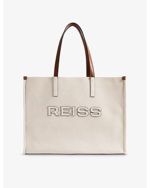 Reiss Branded Cotton-Blend Tote Bag - Natural