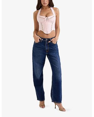 House Of Cb Kikki Stretch-Cotton Corset Top in White | Lyst