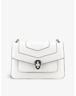 BVLGARI Forever Snake-Clasp Leather Cross-Body Bag - White