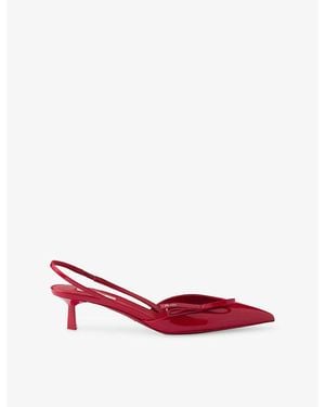 Prada Bow-Embroidered Patent-Leather Slingback Court Shoes