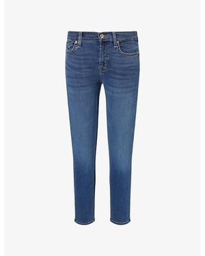 7 For All Mankind The Ankle Skinny Cotton-Blend Denim Jeans - Blue