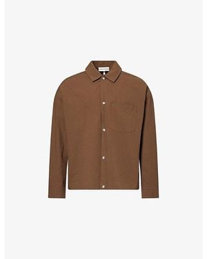 The Couture Club Relaxed-Fit Patch-Pocket Cotton Shirt - Brown