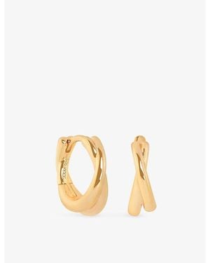 Astrid & Miyu Illusion Twist 18Ct-Plated Sterling- Huggies - Metallic