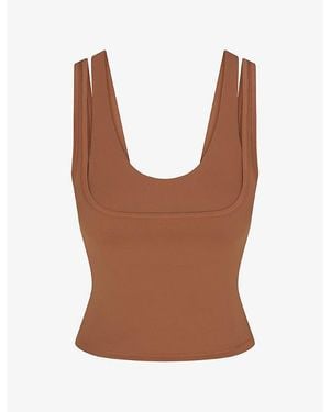 NikeSKIMS Matte Double-Strap Scoop-Neck Tank Top - Brown