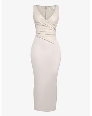House Of Cb Laria Gathered Faux-Leather And Cotton Maxi Dress - White
