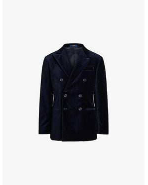 Polo Ralph Lauren Peak-Lapel Double-Breasted Velvet Blazer - Blue