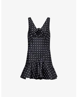 Rodarte Polka-Dot Ruffled Silk Mini Dress - Black