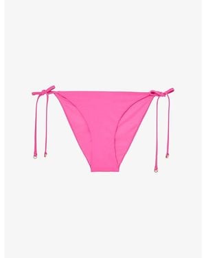 Reiss Riah Side-Tie Stretch-Woven Bikini Bottoms - Pink