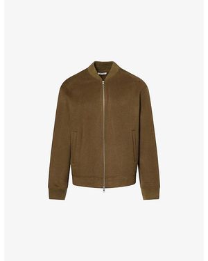 Soft Goat Ribbed-Collar Wool And Cashmere-Blend Bomber Jacket - Green