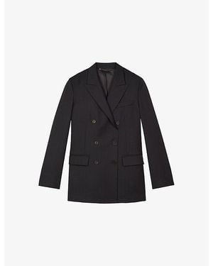 The Kooples Double-Breasted Notch-Lapel Wool Blazer - Black