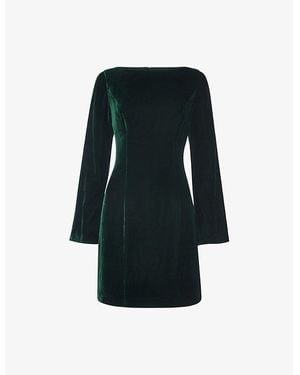 Whistles Square-Neck Flare-Sleeve Velvet Mini Dress - Black