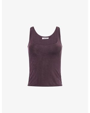 Peachy Den Kylie Scoop-Neck Stretch-Jersey Top - Purple