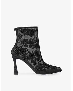 KG by Kurt Geiger Transform Embroidered Woven Heeled Ankle Boots - Black