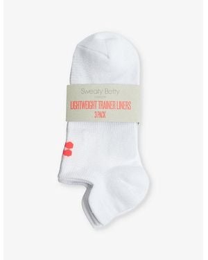 Sweaty Betty Workout Lightweight Pack Of Three Organic-Cotton Blend Trainer Socks - White