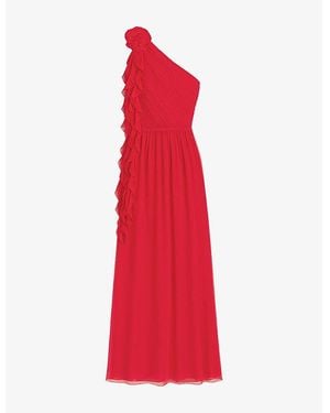 Ro&zo Isla Corsage One-Shoulder Woven Maxi Dress - Red