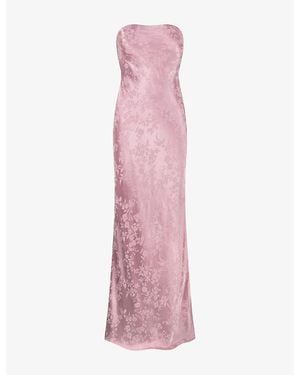 OMNES Amdra Strapless Jacquard Satin Maxi Dress - Pink