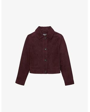 Reiss Sonny Patch-Pocket Suede Jacket - Red