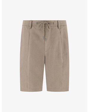BOGGI Drawcord Linen Bermuda Shorts - Grey